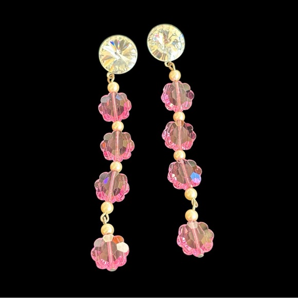Jewelry - Women's Pink Beaded Dangle Earrings